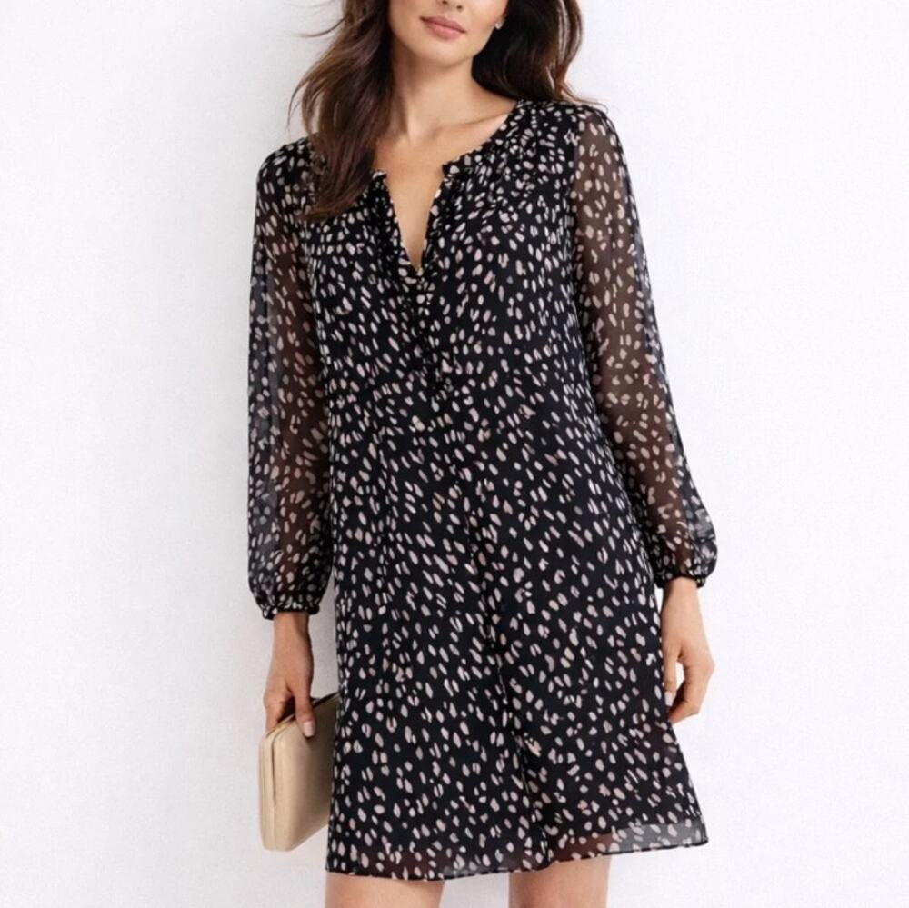 Diane von Furstenberg Aria Silk Dress in Black Static Print size 4